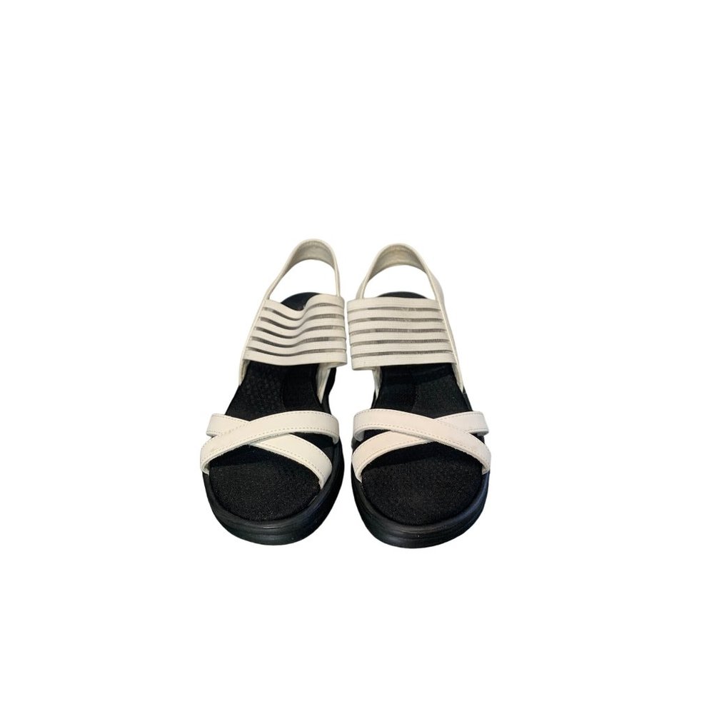 Skechers White/Black Memory Foam Wedge Sandals Size 8 SKETCHERS